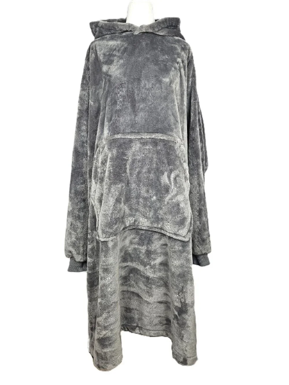 Oversized Hooded Wearable Blanket | Plush Gray Blanket Hoodie | One Size